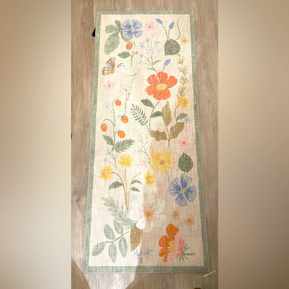 NWT Rifle Paper Co x Loloi runner rug 2x5, Floral Strawberry Fields pattern